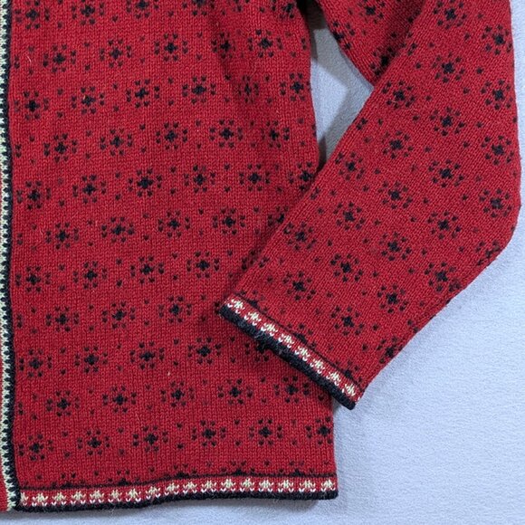 Telluride Clothing Cardigan Womens Medium Wool Red Fair Isle Nordic Cottagecore - Picture 5 of 11